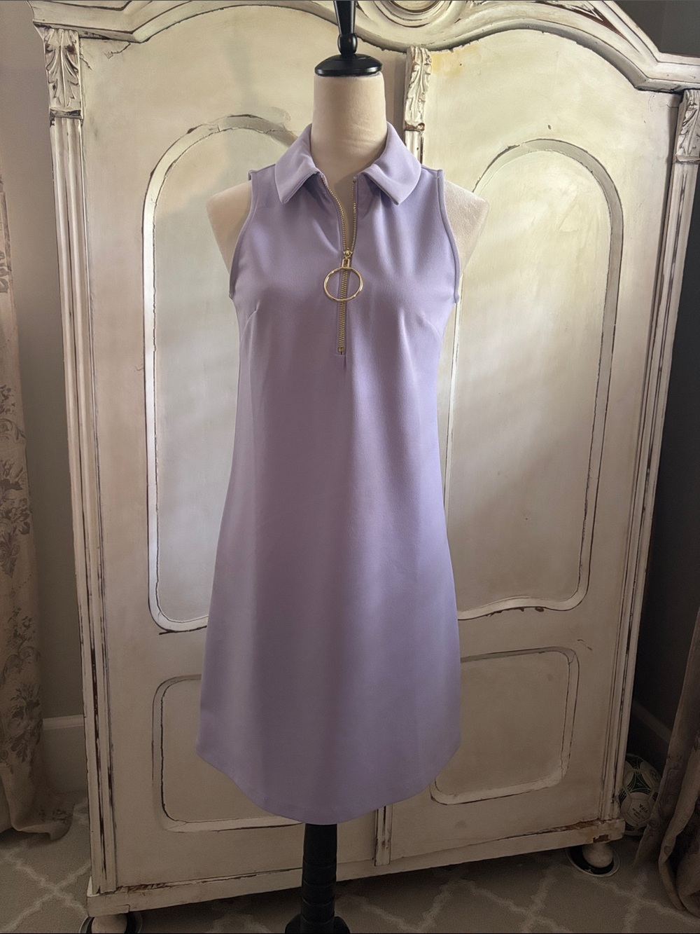 Boston Proper Lavender Sleeveless Polo Zip Dress